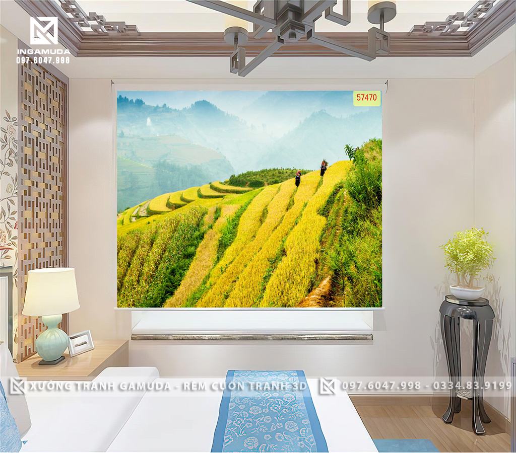 Rèm Cuốn Tranh 3d In Hình Ruộng Bậc Thang sự kết hợp hài hòa giữa thiên nhiên và bàn tay con người đã làm nên khung cảnh tuyệt vời - Xưởng Rèm Cuốn Tranh 3D Gamuda