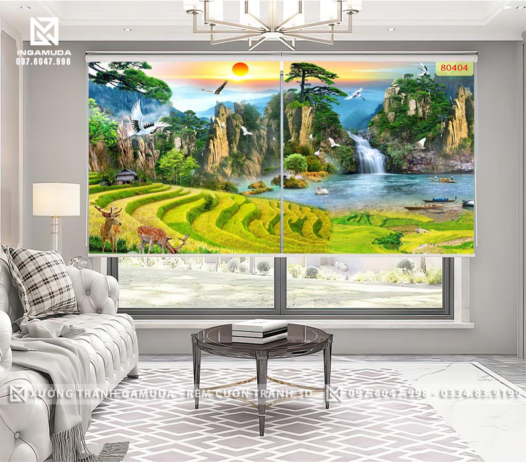 Rèm Trang 3D Những Mẫu Hình Ruộng Bậc Thang Đẹp Nhất - Rèm Cản Nắng Cản Nhiệt Tốt