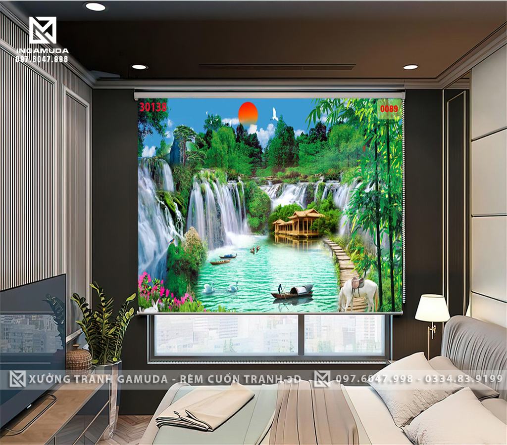 Rèm 3D In Những Mẫu Tranh Sởn Thủy Đẹp Nhất - Rèm Cuốn Tranh 3D Giá Đại Lý