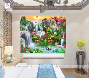 Rèm cuốn tranh sơn thuỷ phù hợp với mọi không gian