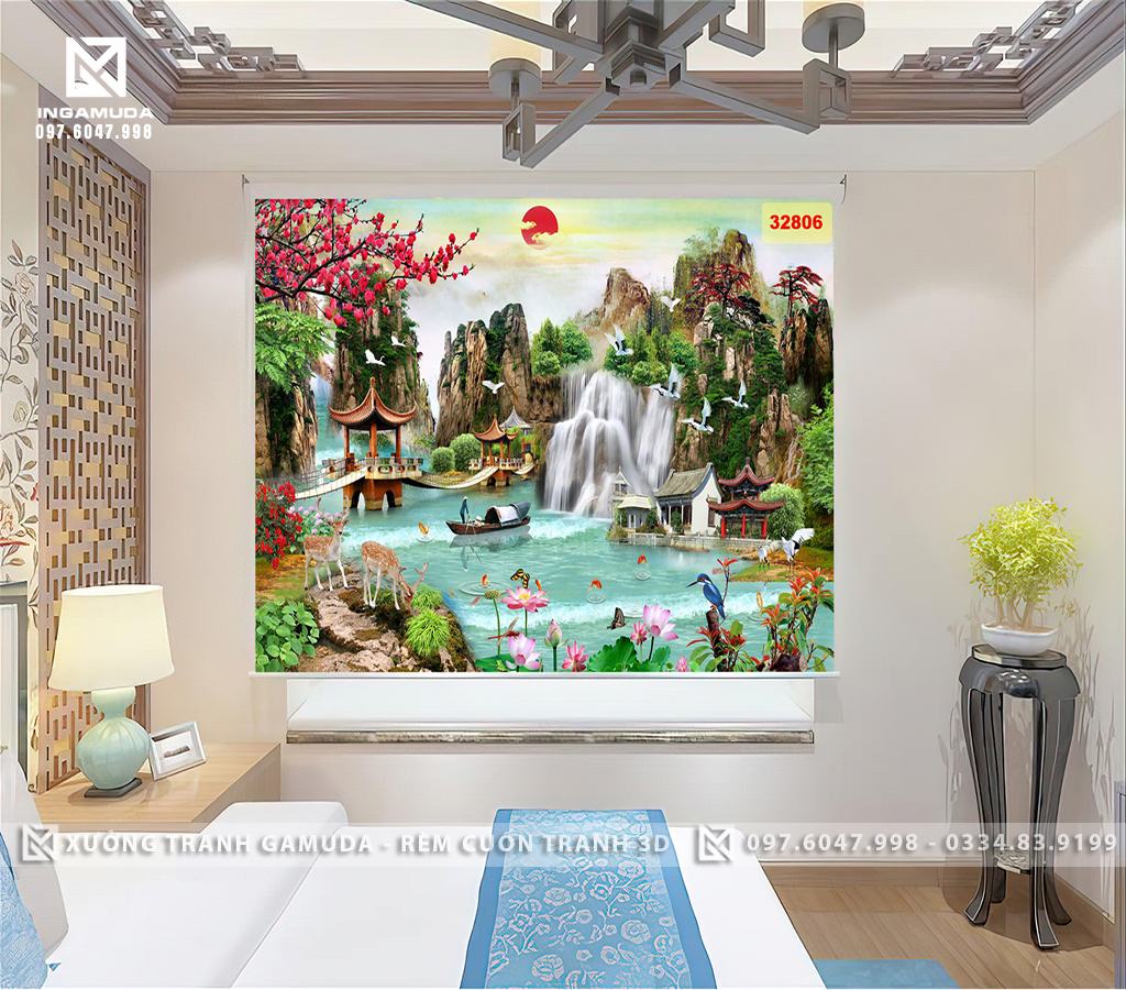 Tranh 3D In Họa Tiết Thiên Nhiên Tuyệt Đẹp Cùng Gam Màu Sáng Của Đất Trời Trong Xanh – Xưởng Rèm Cuốn Tranh Giá Đại Lý