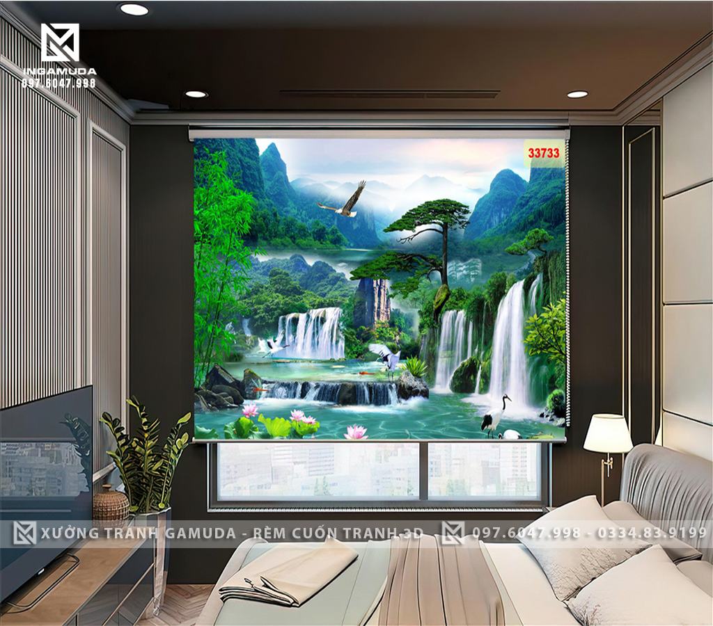 Rèm Cuốn Tranh In Tranh In Hình Sơn Thủy Hữu Tình Đem Thiên Nhiên Hùng Vĩ , Thơ Mộng Vào Không Gian Sống Của Mỗi Gia Đình - Sản Xuất Rèm Giá Tốt Cho Đại Lý 