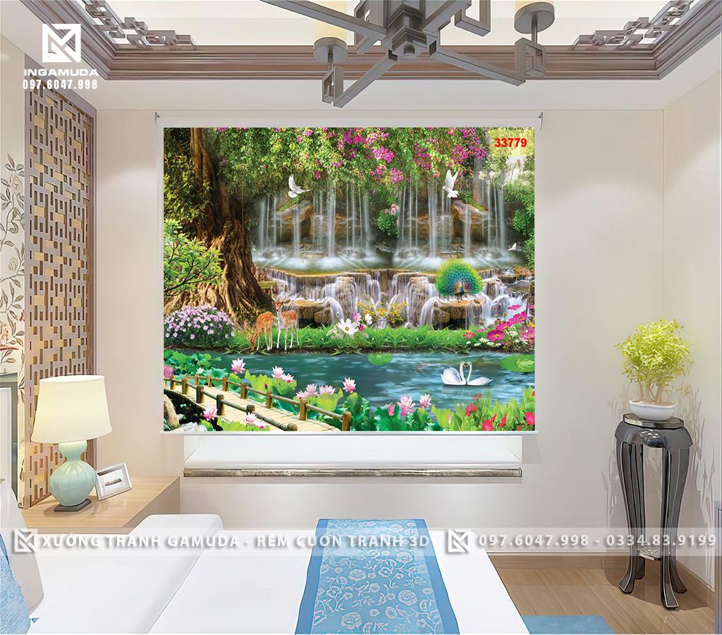 Rèm 3D In Phong Cảnh Sơn Thủy Hữu Tình Mang Lại Cuộc Sống Sung Túc Hạnh Phúc Cho Gia Đình - Rèm In Tranh Giá Tốt Nhất Cho Đại Lý 