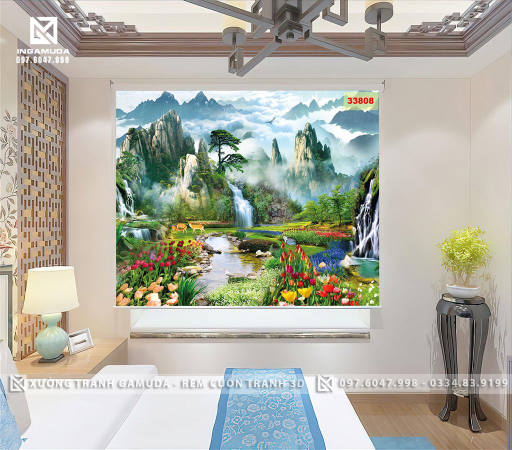 Rèm cuốn in tranh tại xưởng in Gamuda