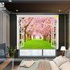 Rèm cuốn tranh phong cảnh thiên nhiên hoa anh đào