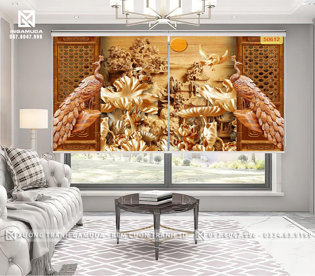 Rèm Cuốn Tranh 3D Công Phượng Với Gam Màu Vàng Đậm Sang Trọng Biểu Tượng Cho Sự May Mắn , Hòa Thuận - Rèm Cuốn Tranh Gía Đại Lý Tốt Nhất Tại Xưởng Rèm Gamuda