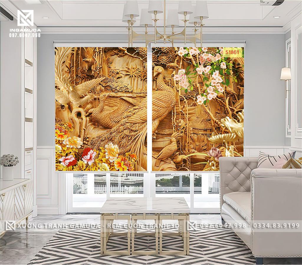 Rèm Cuốn Tranh 3D In Công Phượng Trên Gam Màu Sáng Mang Lại Sự May Mắn, Tiền Tài Và Danh Tiếng - Xưởng Rèm Gamuda 