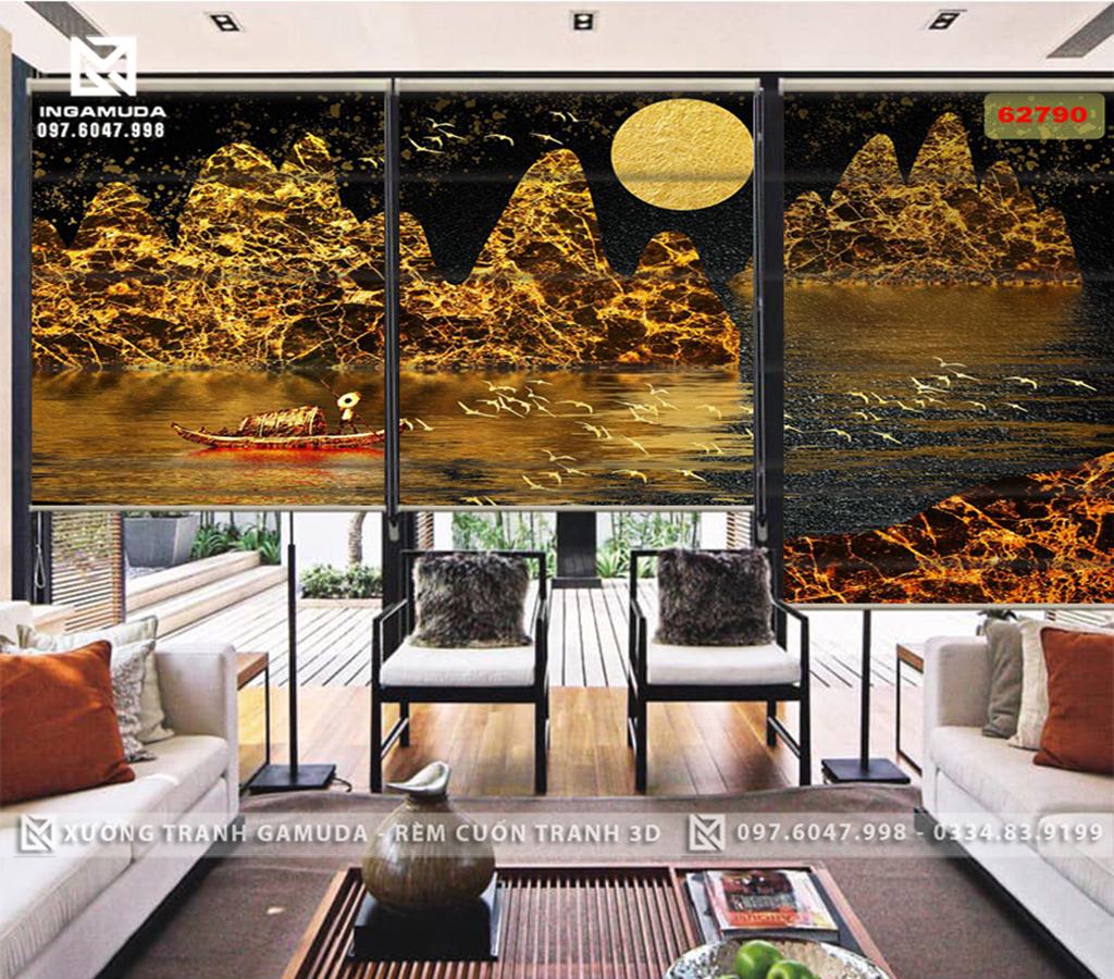 Rèm Roma In Họa Tiết Thiên Nhiên Đẹp Nhất trên Gam Màu Vàng Sang Trọng - Rèm Cản Sáng Cản Nhiệt Xưởng Rèm Gamuda