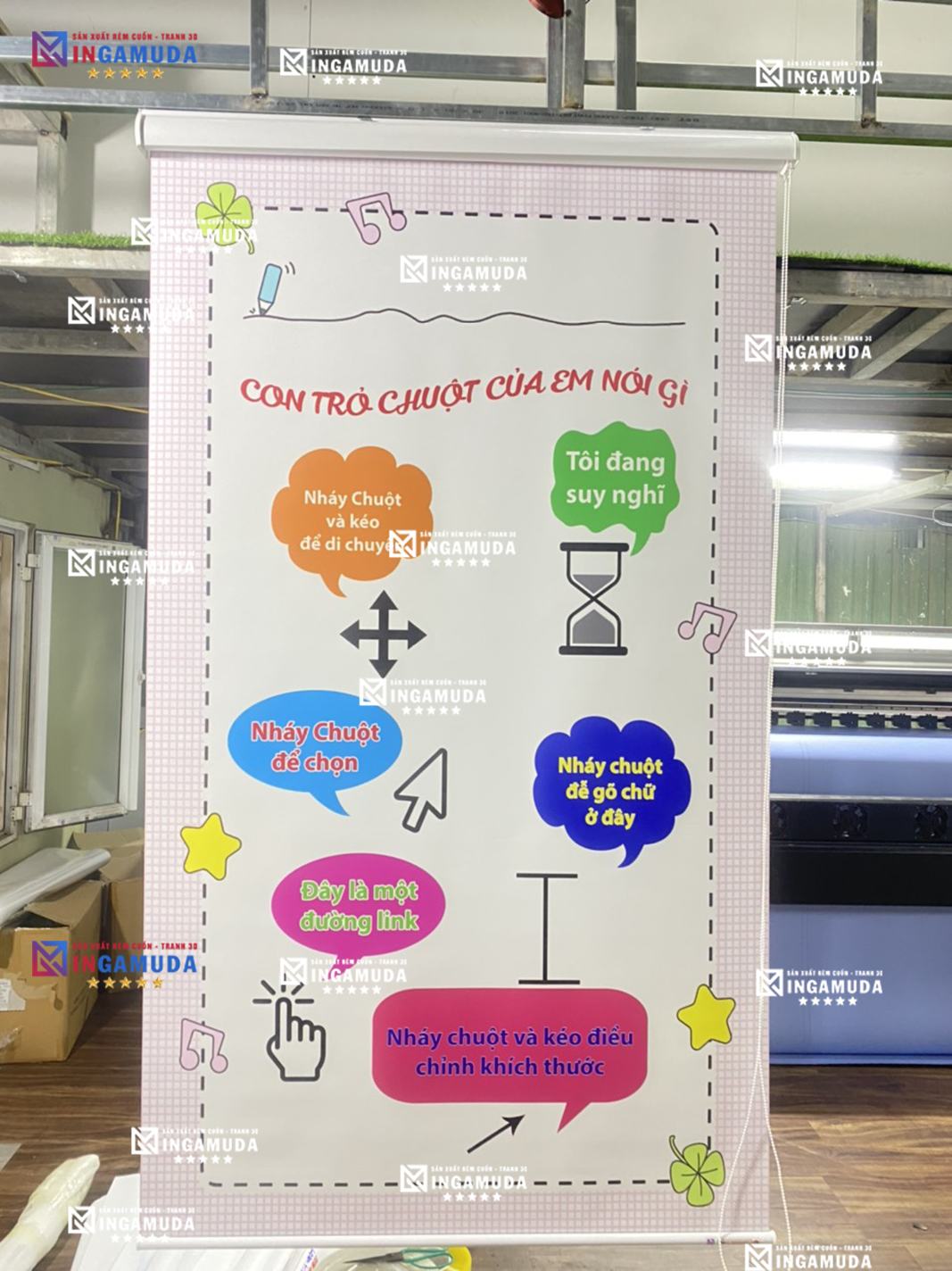 Rèm cuốn tranh cho trường học phòng tin học với những hình ảnh thiết kế theo mọi yêu cầu