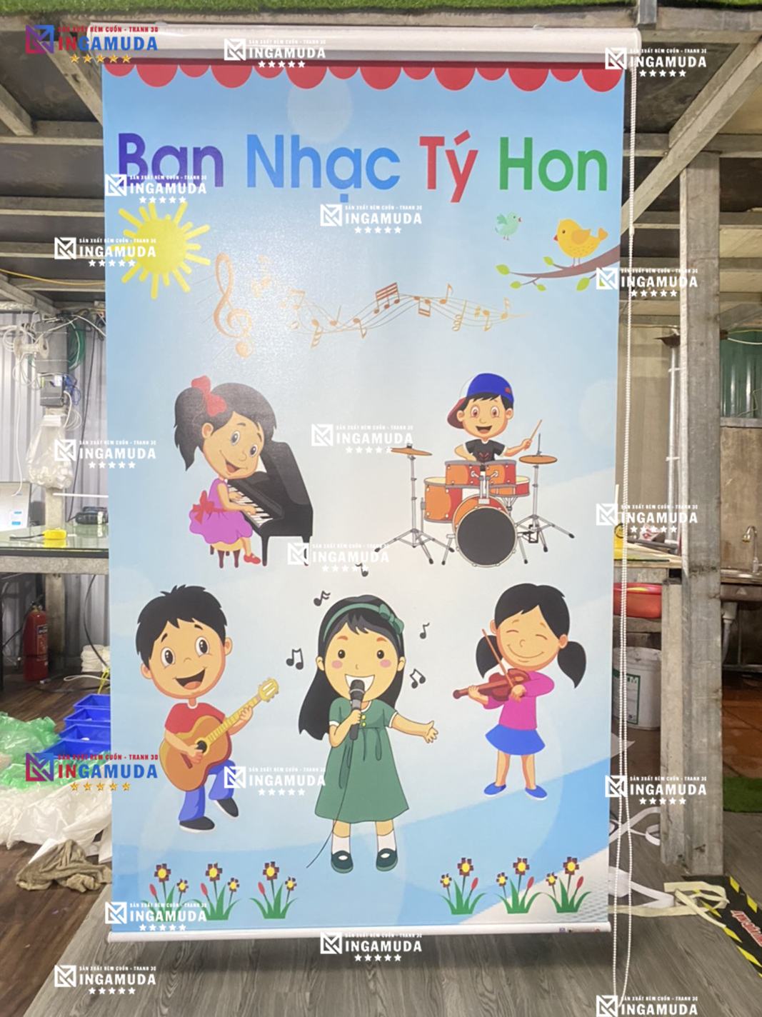 Rèm cuốn tranh cho trường học in ấn và thiết kế kích thước theo mọi yêu cầu sản xuất lắp đặt thi công trọn gói toàn quốc