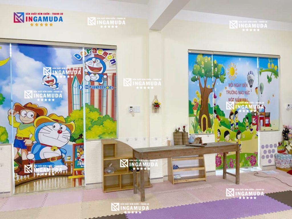 Rèm cuốn tranh cho trường mầm non thiết kế theo mọi yêu cầu tại xưởng rèm gamuda
