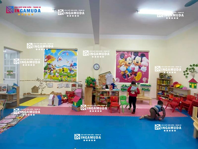 Rèm cuốn tranh cho trường mầm non thiết kế theo mọi yêu cầu