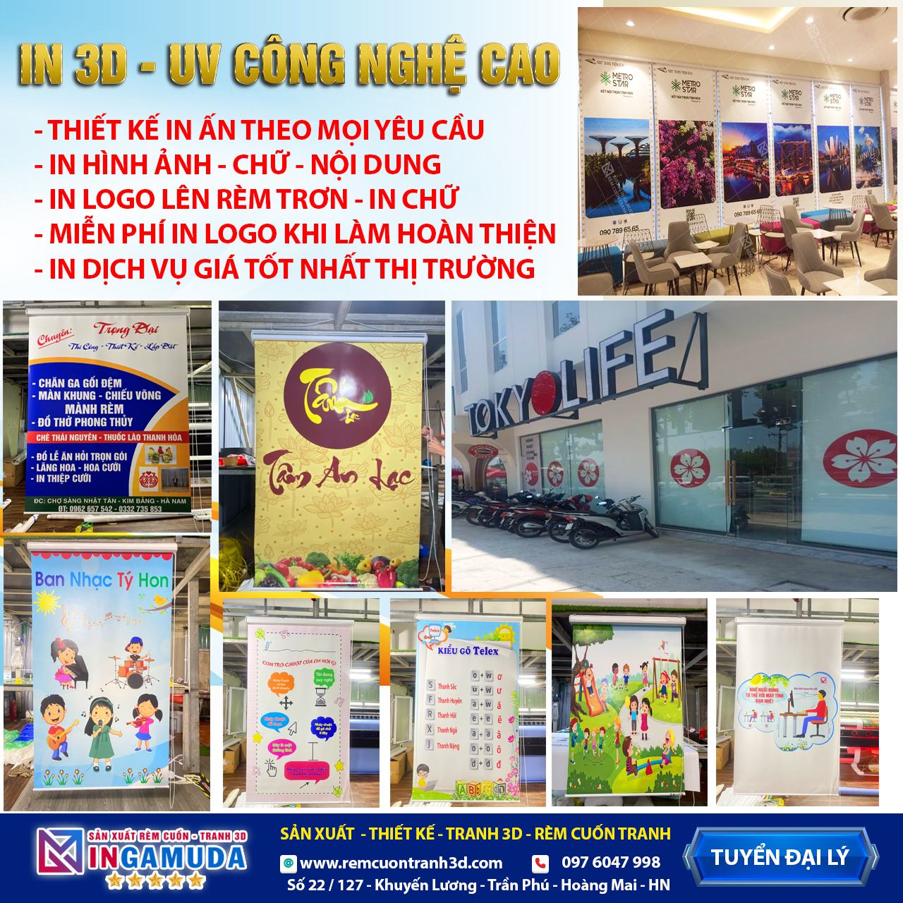 In logo lên rèm in nội dung thiết kế theo mọi yêu cầu phục vụ tốt nhất