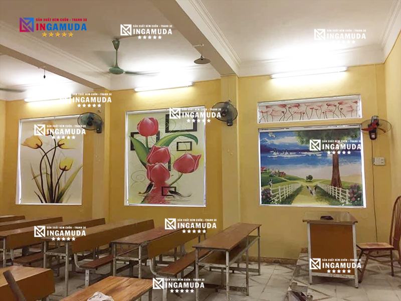 Rèm cuốn tranh cho trường học thiết kế in ấn tại xưởng sản xuất rèm Gamuda