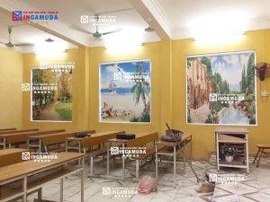 Rèm cuốn tranh cho trường học chủ đề thiên nhiên tạo không gian cho trường học rèm cản nắng cản nhiệt