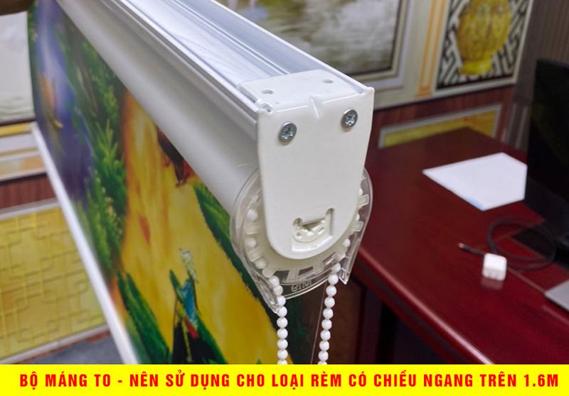 Bộ máng to khung chắc chắn không cong vênh võng khi rèm nặng kéo lên xuống độ giữ chịu lực cao