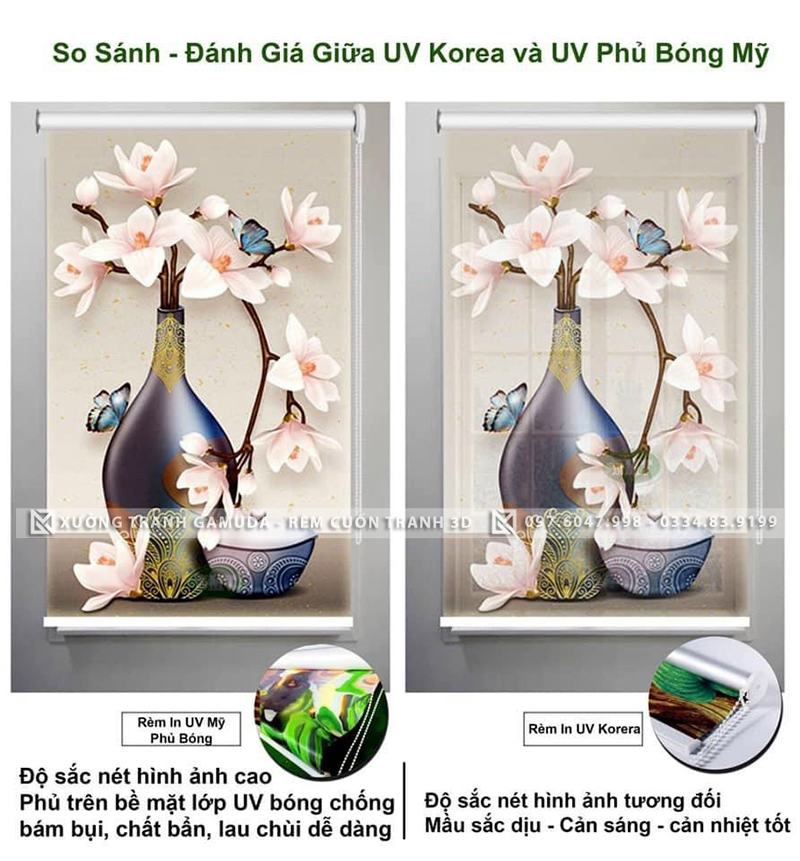 Sự các biệt giữa các công nghệ in cho ra hình ảnh sắc nét và mầu sắc độ bền của hình ảnh rèm cuốn