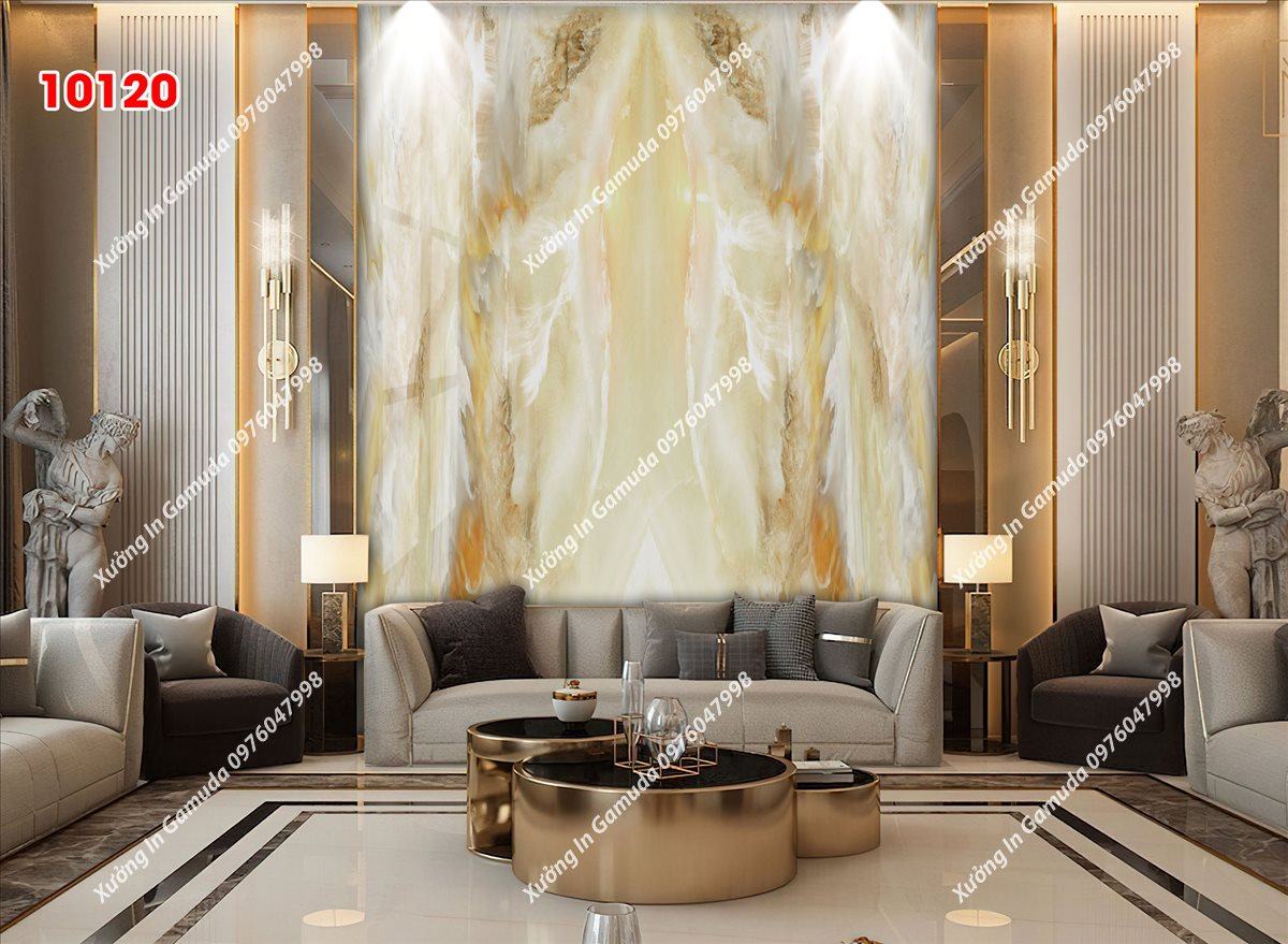 Xưởng Sản Xuất Tranh PVC Với Vân Đá Đối Xứng Trên Nền Trắng