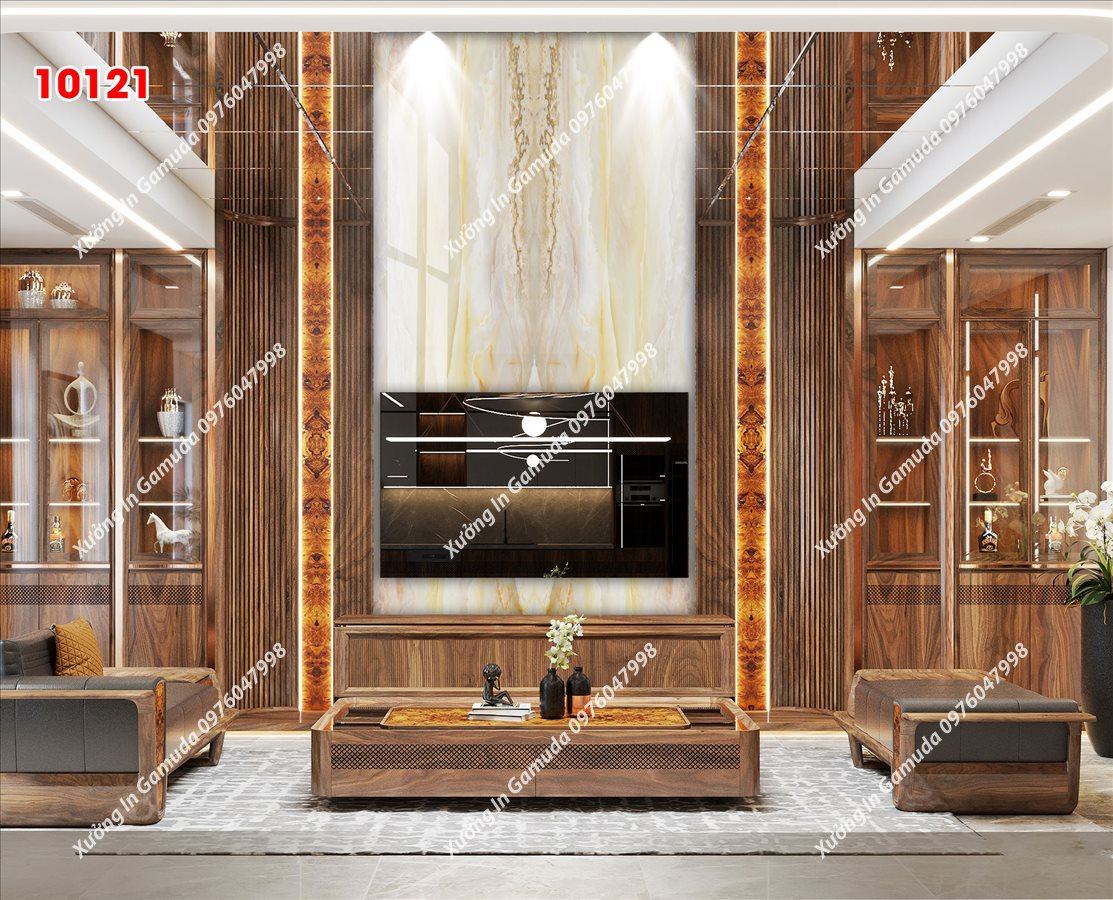 Tranh PVC Tráng Gương Vân Đá Đối Xứng Nền Trắng Biểu Trưng Cho Sự Sang Trọng