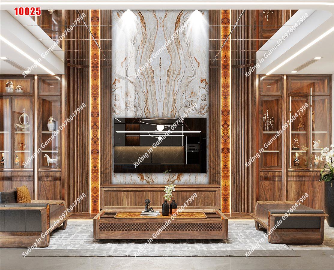 Xưởng Sản Xuất Tranh PVC Với Vân Đá Đối Xứng Trên Nền Trắng