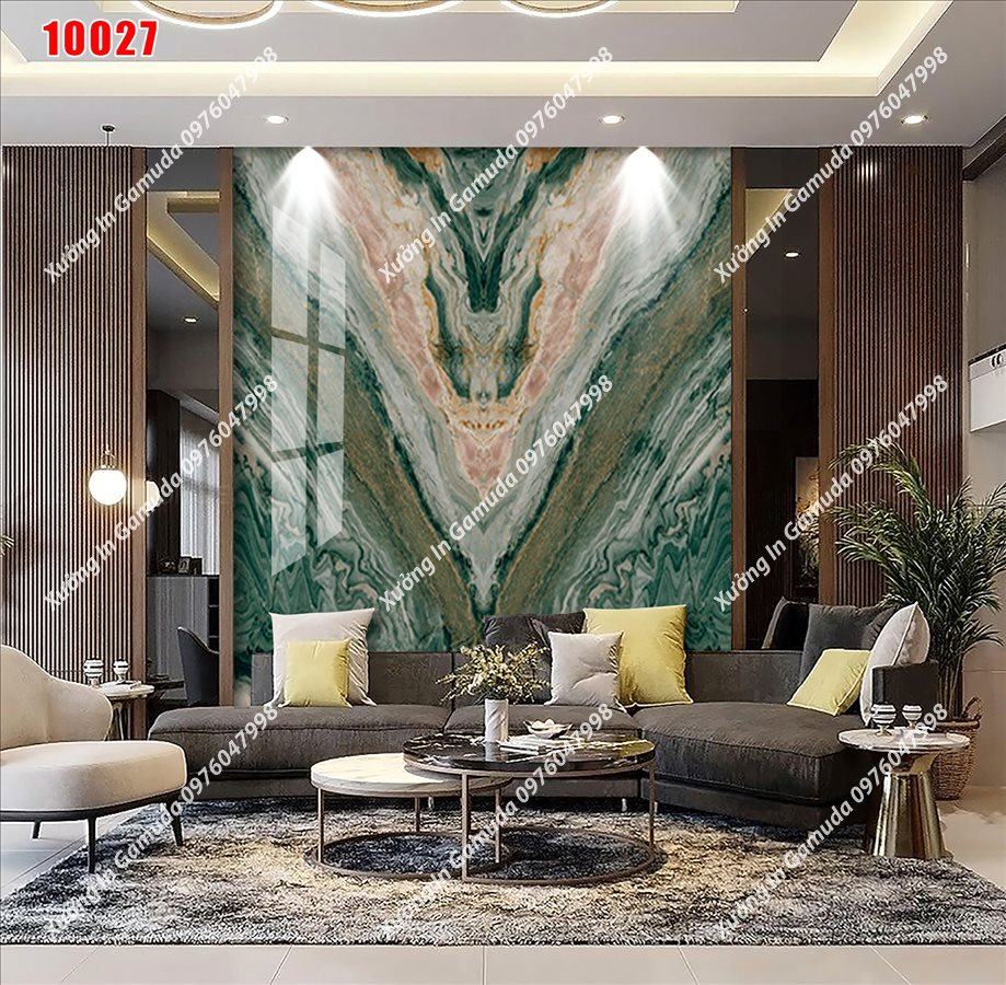 Tranh Ceramic Vân Đá Đối Xứng Với Tone Nâu Lạnh Tạo Cảm Giac Thoải Mái