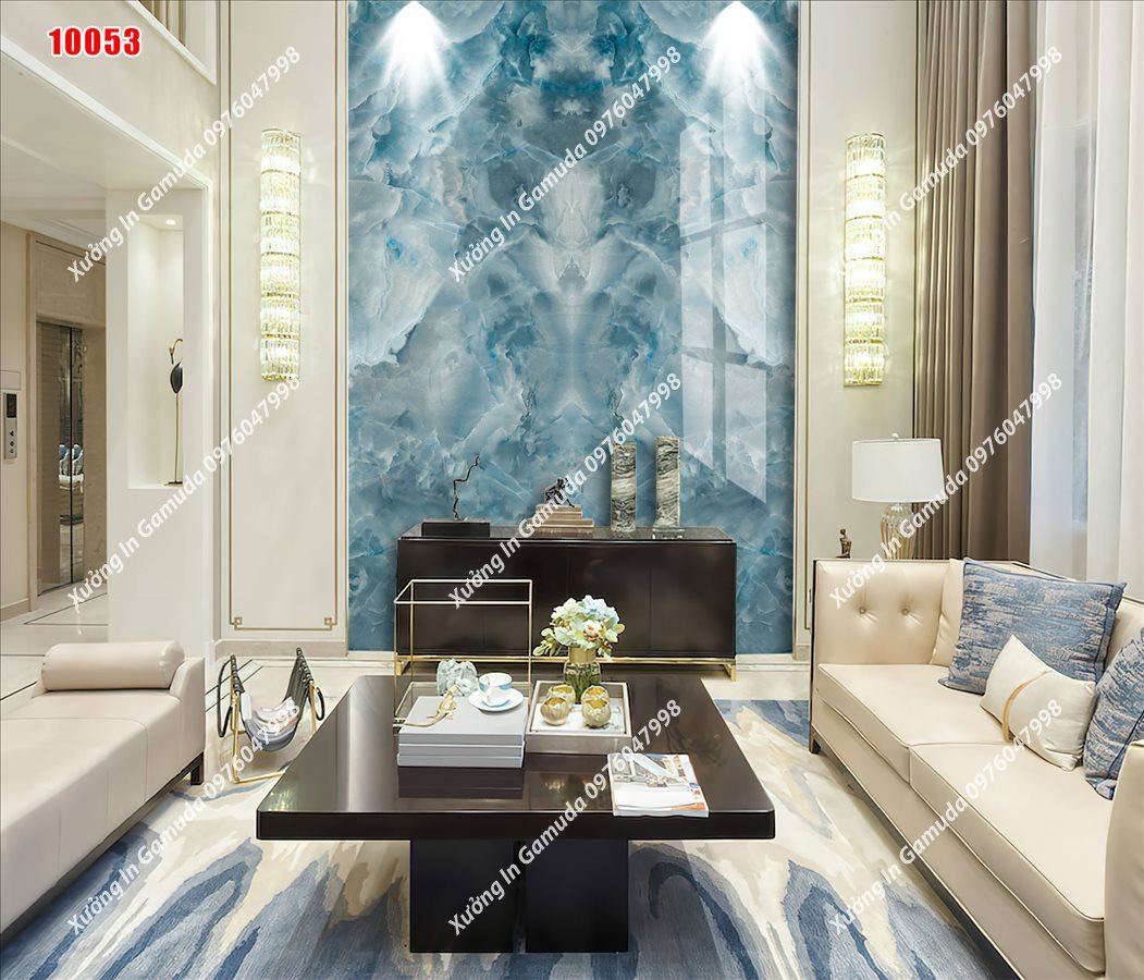 Tranh PVC Tráng Gương Vân Đá Đối Xứng Nền Trắng Biểu Trưng Cho Sự Sang Trọng