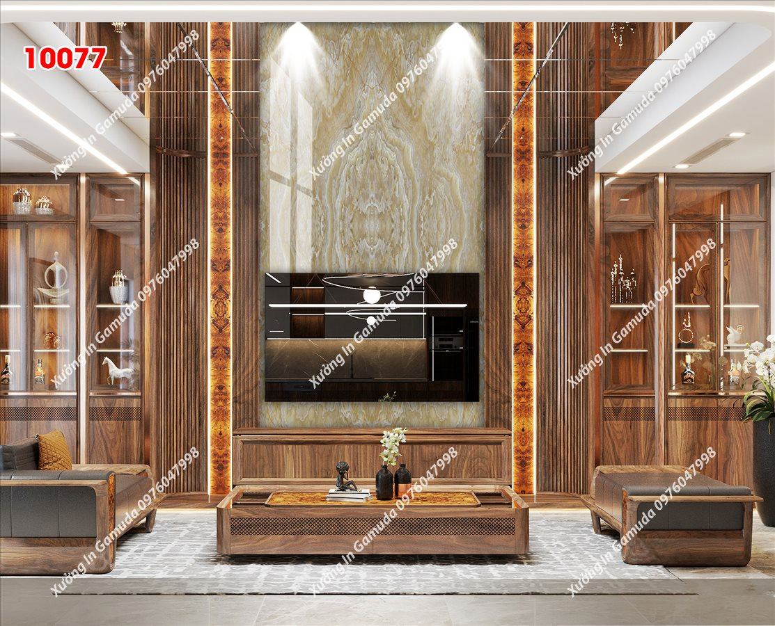 Xưởng Sản Xuất Tranh PVC Với Vân Đá Đối Xứng Trên Nền Trắng