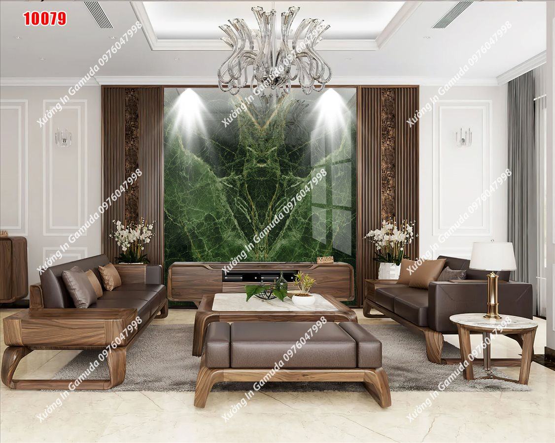 Tranh Ceramic Vân Đá Đối Xứng Với Tone Nâu Lạnh Tạo Cảm Giac Thoải Mái