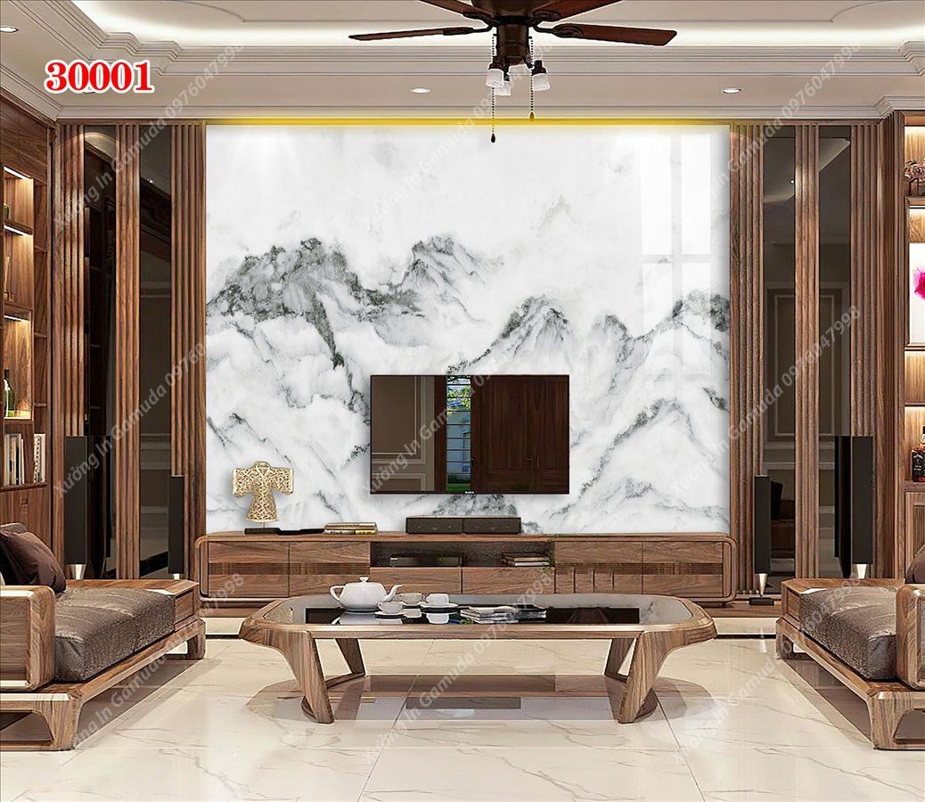 Tranh PVC Đơn Sắc Họa Tiết Núi Trắng - In Ấn Và Sản Xuất Theo Yêu Cầu