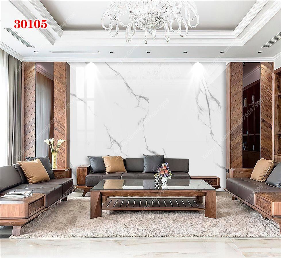 Tranh PVC Tráng Gương Vân Đá Đơn Sắc Nền Trắng Biểu Trưng Cho Sự Sang Trọng