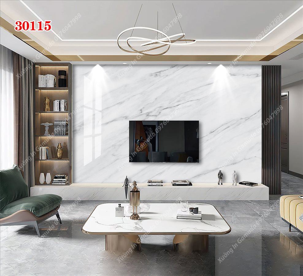 Tranh Gương Phủ Ceramic Vân Đá Đơn Sắc Trắng Sang Trọng- Phục Vụ Nhiệt Tình 24/24h