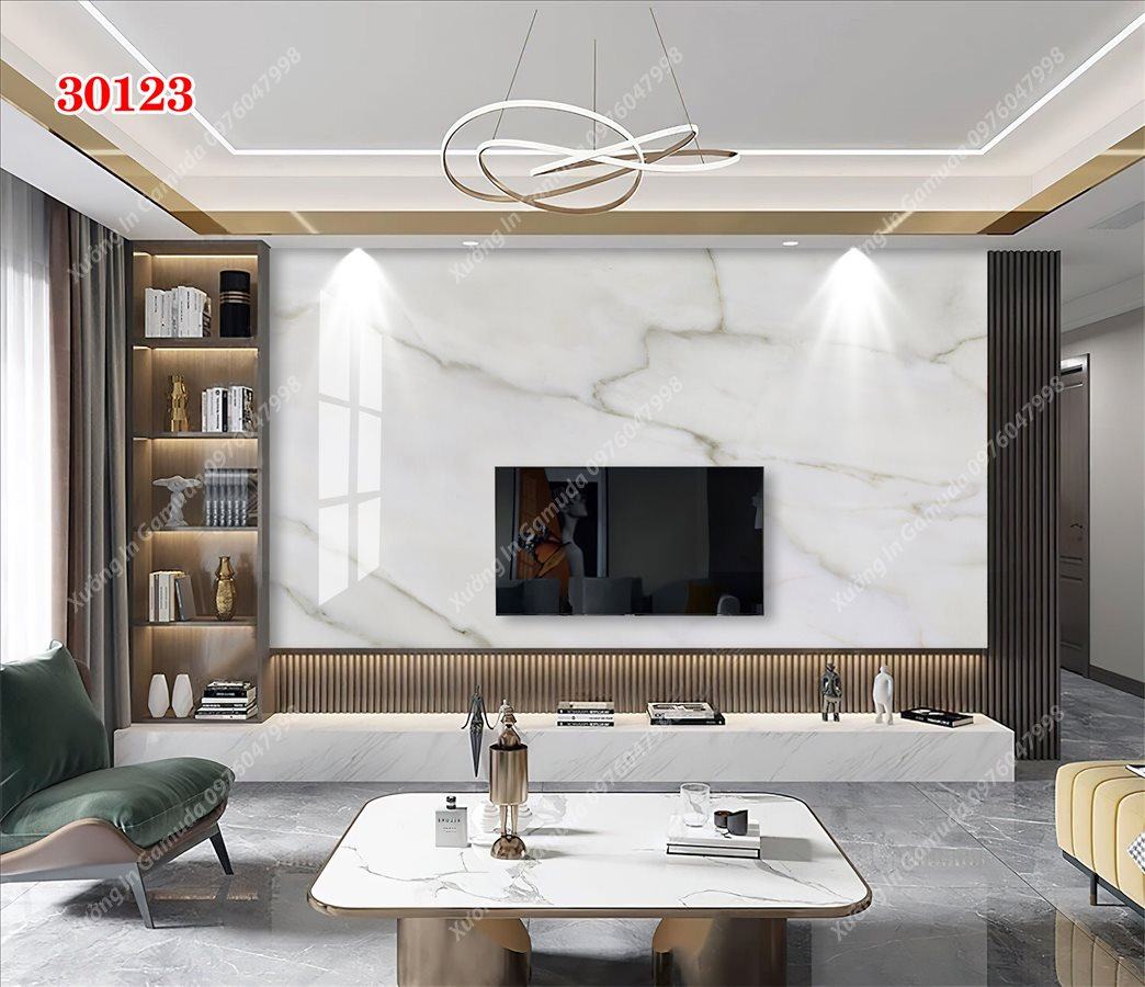 Tranh Ceramic Vân Đá Đơn Sắc Với Tone Trắng Lạnh Tạo Cảm Giac Thoải Mái