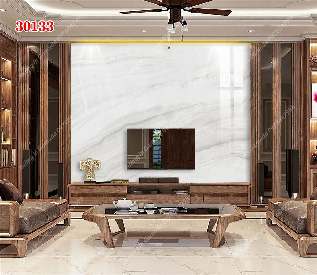 Tranh PVC Tráng Gương Vân Đá Đơn Sắc Nền Trắng Biểu Trưng Cho Sự Sang Trọng