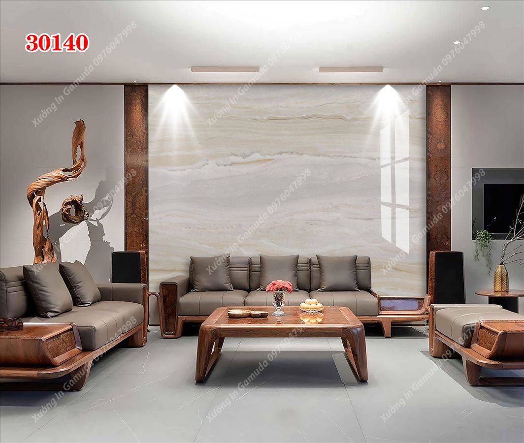 Sản Xuất Tranh Gương Vân Đá Đơn Sắc Nền Trắng Sang Trọng