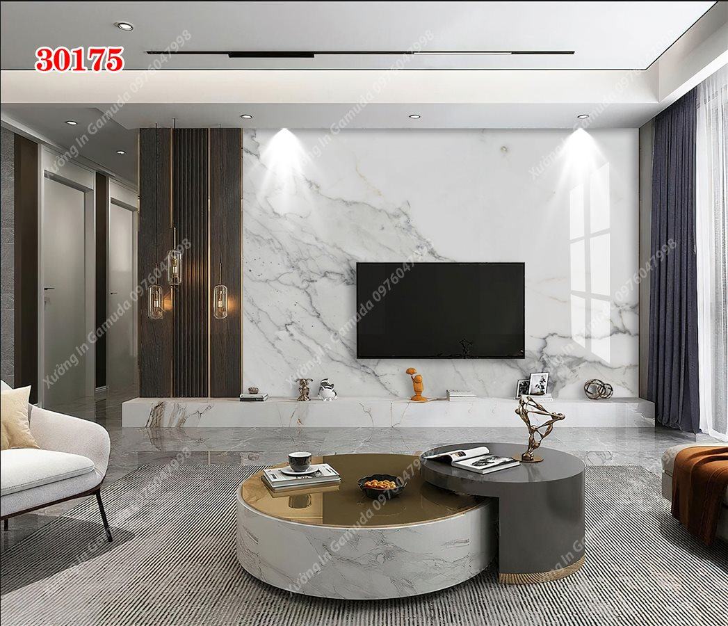 Sản Xuất Tranh Gương Vân Đá Đơn Sắc Nền Trắng Sang Trọng