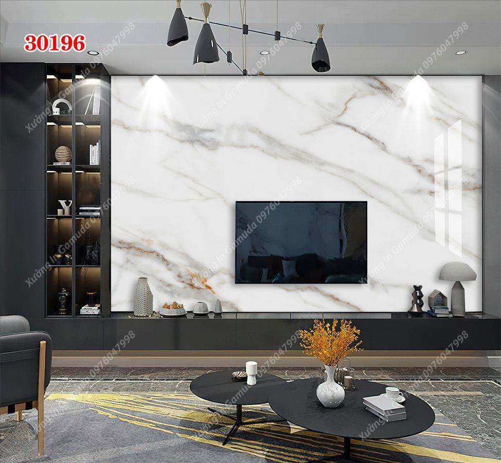 Sản Xuất Tranh Gương Vân Đá Đơn Sắc Nền Trắng Sang Trọng