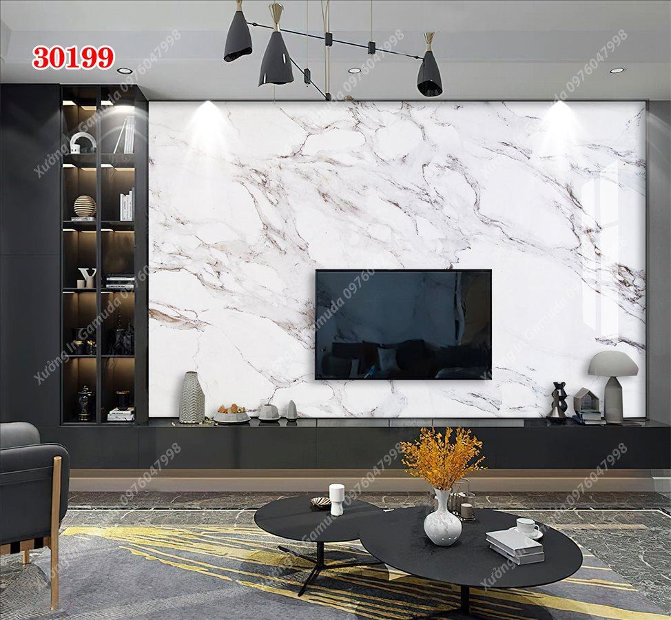 Tranh Gương Phủ Ceramic Vân Đá Đơn Sắc Trắng Sang Trọng- Phục Vụ Nhiệt Tình 24/24h