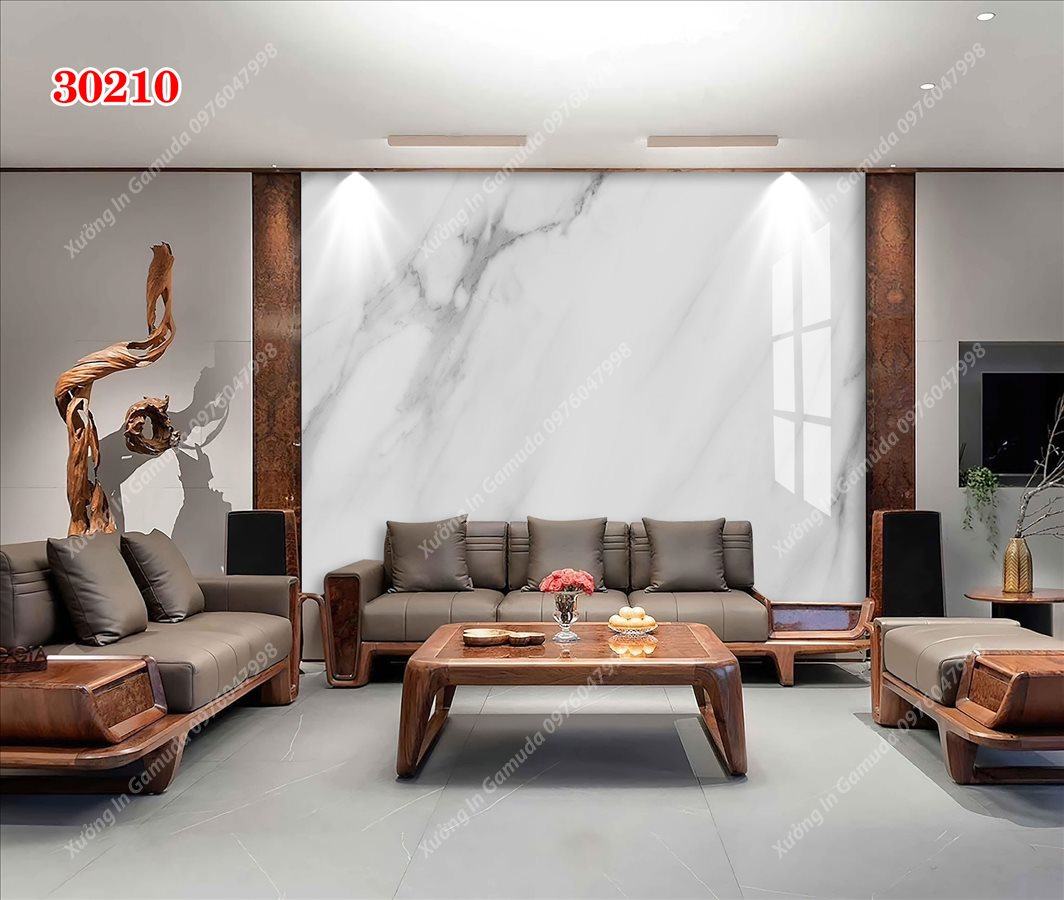 Tranh PVC Tráng Gương Vân Đá Đơn Sắc Nền Trắng Biểu Trưng Cho Sự Sang Trọng