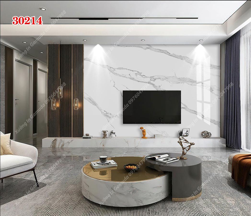 Tranh Ceramic Vân Đá Đơn Sắc Với Tone Trắng Lạnh Tạo Cảm Giac Thoải Mái