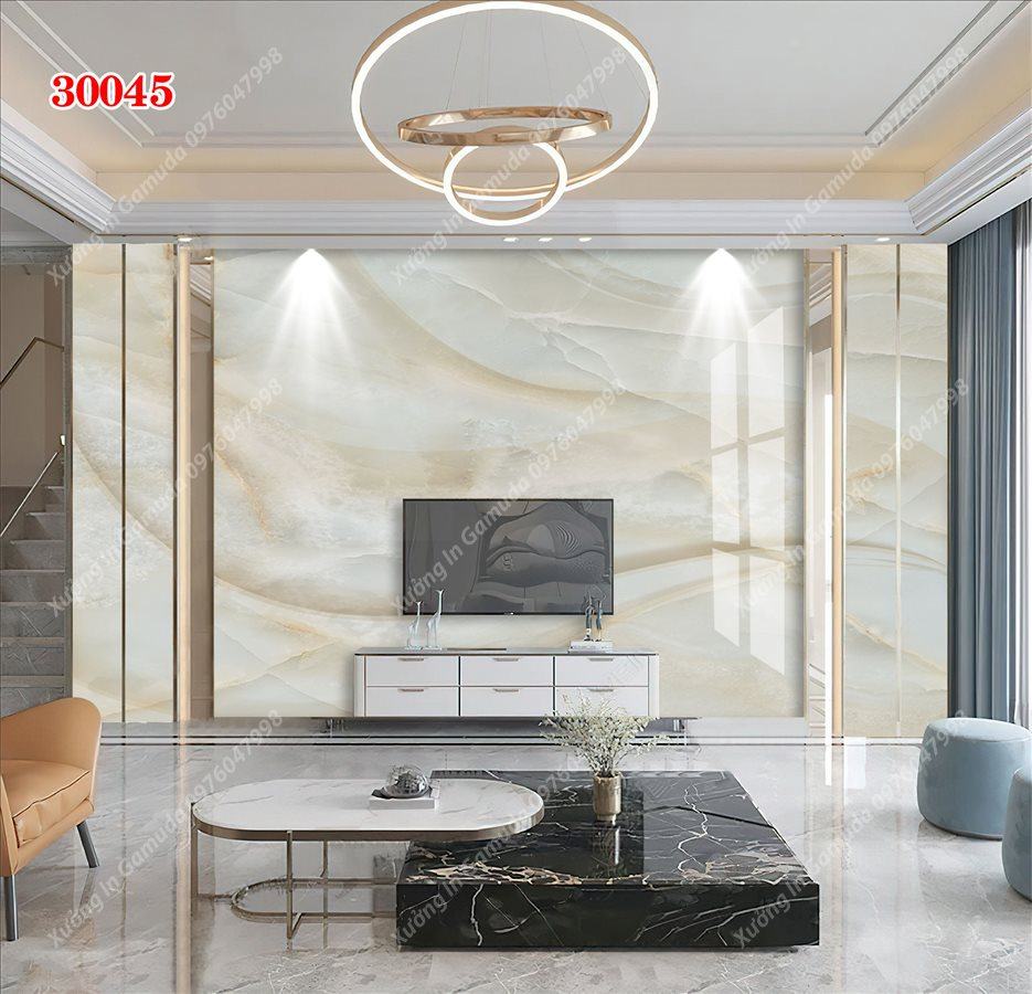 Tranh PVC Tráng Gương Vân Đá Đơn Sắc Nền Trắng Biểu Trưng Cho Sự Sang Trọng