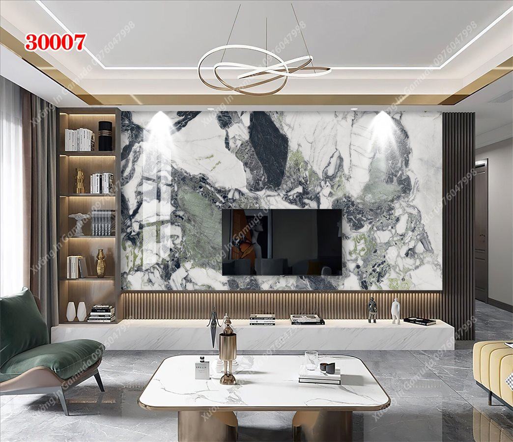 Sản Xuất Tranh PVC Vân Đá Đơn Sắc Núi Trắng