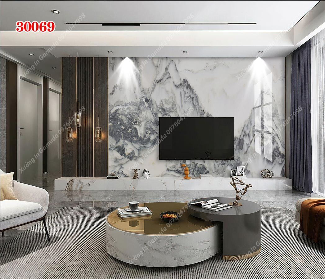 Tranh Ceramic Vân Đá Đơn Sắc Với Tone Trắng Lạnh Tạo Cảm Giac Thoải Mái