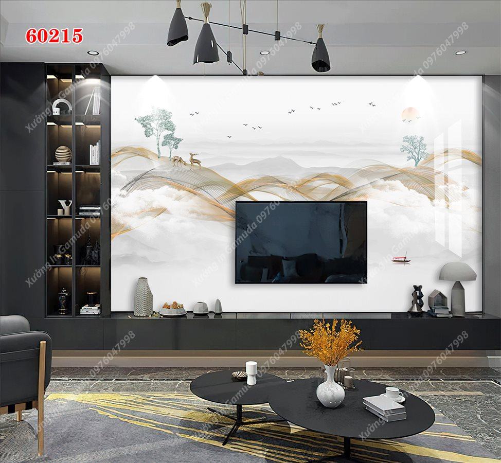 Tranh PVC Vân Đá Hiện Đại Kết Hợp Viền Vàng Sang Trọng- In Ấn Và Thiết Kế Theo Yêu Cầu