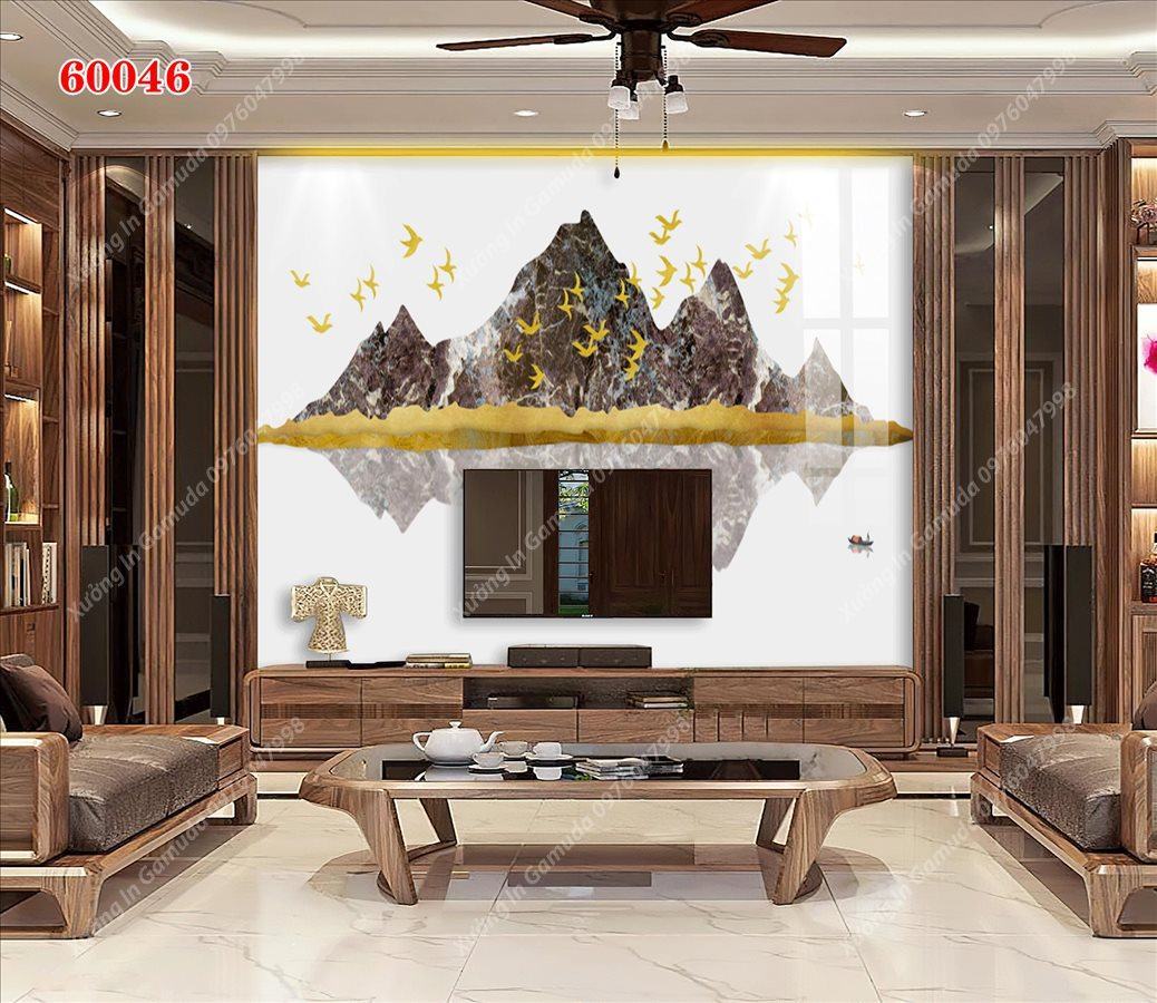 Tranh PVC Vân Đá Hiện Đại Kết Hợp Viền Vàng Sang Trọng- In Ấn Và Thiết Kế Theo Yêu Cầu