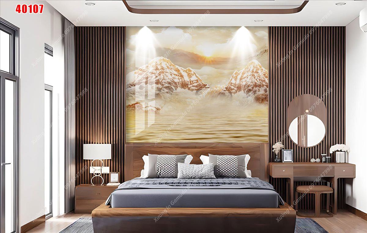 Tranh Gương Phủ Ceramic In Hình Vân Đá Sơn Thủy Hữu Tình Hiện Đại