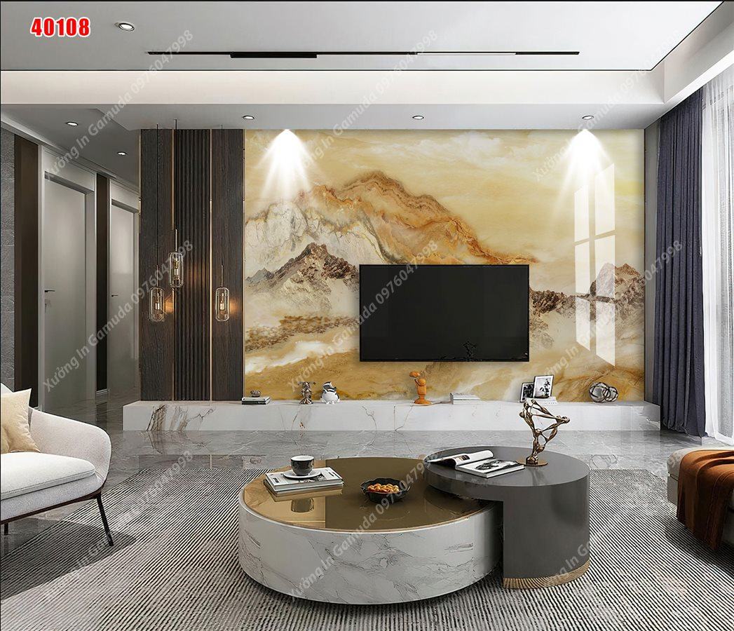 Tranh PVC In Hình Vân Đá Sơn Thủy Hữu Tình Phong Cách Hiện Đại