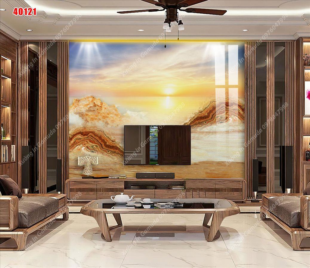 Tranh PVC Vân Đá In Hình Sơn Thủy Hữu Tình Đẹp Nhất