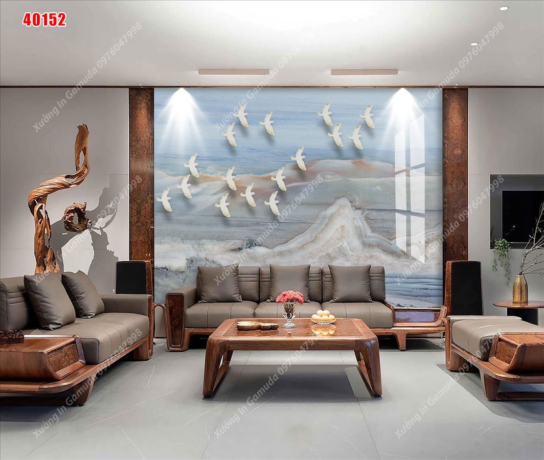 Tranh PVC Vân Đá In Hình Sơn Thủy Hữu Tình Đẹp Nhất