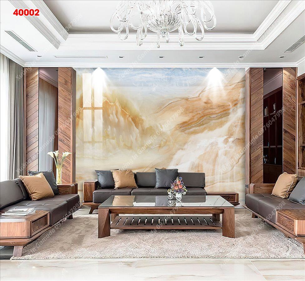 Tranh PCV Tráng Gương Pha Lê Cao Cấp Tranh Sơn Thuỷ Trang Trí Phòng Khách Sang Trọng