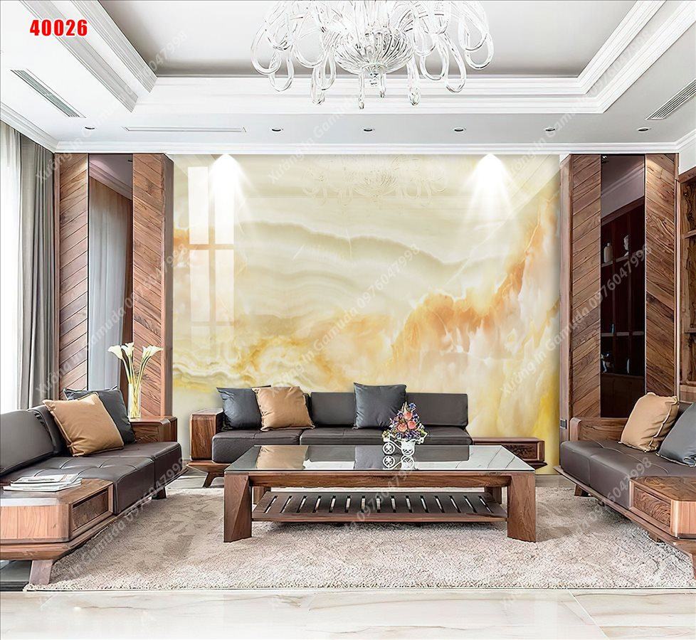  Tranh Gương Phủ Ceramic In Hình Vân Đá Sơn Thủy Hữu Tình Hiện Đại